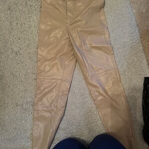 Zara Tan Leather Pants